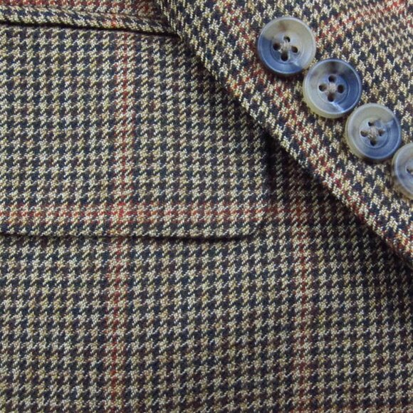 PRISTINE Samuelsohn Cashmere and Wool Brown With Red Houndstooth Sport C… - Picture 5 of 6